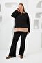 Collar Detailed Plus Size Sweat Black - 5
