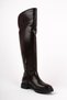 Pades Women's Stitching Detailed Zippered Curved Boots B4190-Brown - 3