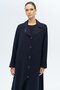 Coat with Collar Brooch Detail, Lined, Large Size Overcoat, Dark Blue 6691-A - 4