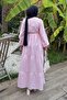 Waist Gathered Hijab Dress Pink - 4
