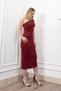 Women's Winter Claret Red Miss Vina Detailed One-Shoulder Dress Stylish Daily Comfortable 50339 - 3
