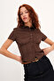 Short Sleeve Button down Suede Shirt G17636 - 5