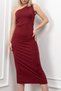 Women's Winter Claret Red Miss Vina Detailed One-Shoulder Dress Stylish Daily Comfortable 50339 - 4