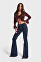 Women's Indigo Color 7w5-50 SWL Midrise Flare Fit Stretchy Elastane Fabric Mid Waist Denim Jean - 2
