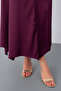 Women's Plum Degaje Collar Satin Skirt Blouse Set - 5