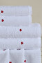 100% Cotton 4-Piece Heart White Embroidered Towel Set I Turkish Bath Set 2 Pieces 70X140Cm - 2 Pieces 50X90Cm - 5