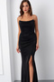 Women's Black Strappy Glitter Knitted Evening Dress - 3