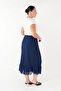 Kanun Pi̇li̇se Satin Striped Skirt with Ruffle Skirt - 3