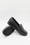 Women's Genuine Leather Buckle Loafer Shoes 25075610K - Black - 36 - 4