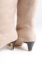 Women's Beige Suede Heeled Pointed Toe Below-The-Knee Boots - 3