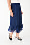 Kanun Pi̇li̇se Satin Striped Skirt with Ruffle Skirt - 5