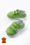 Green Genuine Leather Orthopedic Velcro Unisex First Step Baby Sneakers - 4