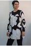 Black Color-Blocked Combed Viscose T-Shirt with Black Floral Print Long Sleeves and Gathered Front Hem - 5