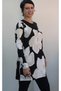 Black Color-Blocked Combed Viscose T-Shirt with Black Floral Print Long Sleeves and Gathered Front Hem - 4