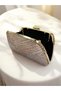 Rosegold and Silver Color Stone Pearl Detailed Chain Handle Women's Evening Dress Bag - 6