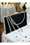 Black Color Satin Cross Silver Crystal Stone Women's Evening Dress Bag - 7