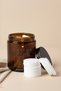 Amber Glass Bathroom Organizer Set with Wooden Stand – Written as Cotton Buds & Cotton Pads – Set of 2 / 250 ml - 5