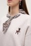 Embroidered Oversize Sweatshirt with Scarf Beige - 4