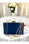 Navy Blue Color Satin Cross Rosegold Crystal Stone Women's Evening Dress Bag - 6