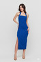 Women's Neck Tie Square Neck Slit Midi Dress - 2