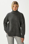 Women's Tery Soft Textured Wide Fit Side Slit Anthracite Knit Sweater Xs-0028 - 2