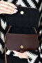 Box Model Brown Women's Bag |   Small Size Stylish Hand and Shoulder Bag with Gold Chain Strap - 7