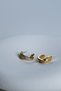 Double Gold Color Hoop Earrings with Stones - 3