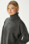 Women's Tery Soft Textured Wide Fit Side Slit Anthracite Knit Sweater Xs-0028