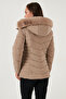 Quilted Slim Fit Detachable Hooded Coat Coat 497Mara - 7