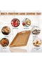 Large Bamboo Serving Tray With Handles Wood Set For Coffee Food Breakfast Dinner (3 Pa - 3