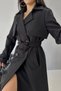 Women's Coat Long Cashmere Belted Buttoned Pocketed Double Breasted Premium Coat - 7