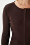 Women's Verna Viscose Zippered Wrap-Around Dark Brown Knitwear Cardigan - 3
