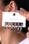 6 Piece Silver Color Hoop Women's Earrings - 3
