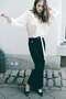 Flared velvet trousers