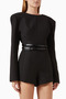 Bobby Romper, Stylish Jumpsuit with Belt, Long Sleeves, and Shoulder Pads