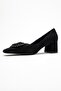 Velora Black Patterned Buckle Women's Thick Heeled Shoes - 4