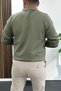Men's Half Zipper Plain Pattern Polo Neck Sweater Khaki Edw424 - 4