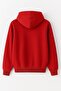 Women's Red Winter Thick Ribbed 3 Thread Oversize Sweatshirt - 2