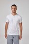 Men's White Short Sleeve Button Collar Modal Basic T-Shirt C2T2N6O1