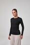 Women's Black Long Sleeve Round Neck Modal T-Shirt C1T0N6O2