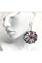 Stained Glass Flower Earrings - Special Design Round Dangle Earrings with Black Frame and Colorful Petals