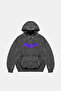 Bat Bat Printed Oversize Unisex Washable Black Hoodie - 2