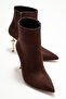 Crista Brown Suede Pointed Toe Women's Heeled Boots