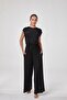 Women's Black Backless Wide Leg Modal Premium Jumpsuit C7T4N5O2