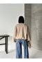 Women's Beige Stamped Bomber Jacket - 4