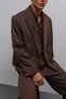 Brown Double Breasted Relax Crop Fit Blazer Jacket - 6