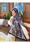 شال قطني ناعم منقوش من سلسلة Soon باللون الأزرق الداكن والبني ps110 - 6
