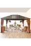 Jasmy Outdoor Gazebo with Curtains - Black/Brown - 3.6x4.6 M - 2-Year Warranty Included