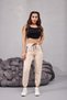 Women's High Waist Stretch Fabric Relaxed Fabric Jogger Pants Elastic Waist Trousers - 5