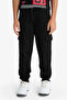 F4171 Black Boys' Elastic Waist Cargo Sweatpants - 4
